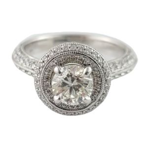 Vintage Gabriel & Co 14K White Gold Diamond Halo Engagement  #13066